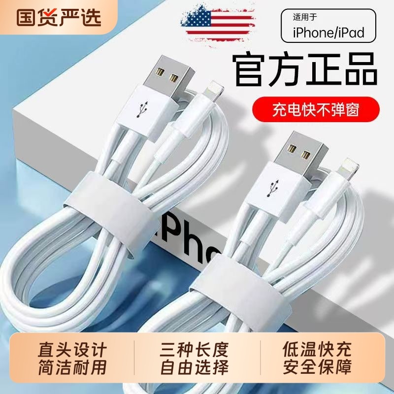 适用苹果15数据线14promax正品iPhone11充电线器头1312手机7s快Xr速8plus闪冲PD快充iPad平板usb加长2米typec