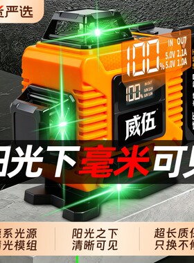 绿光12线激光水平仪红外线高精度强光细线自动打线户外室外水准仪