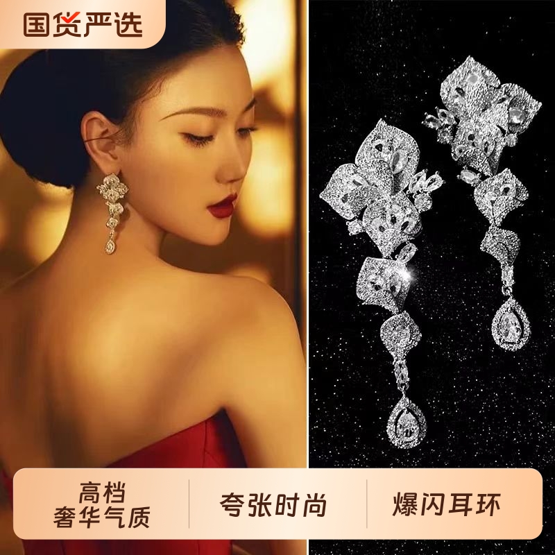 巴洛克925祖母绿色耳环