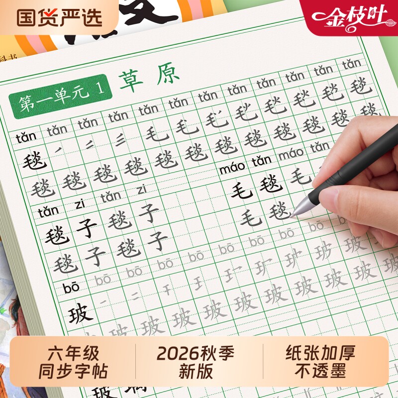 六年级上册练字帖人教版小学6年级语文同步每日打卡写字课课练小学生写字练习字帖暑假练字本一练硬笔书法拼音汉字作文楷书新版