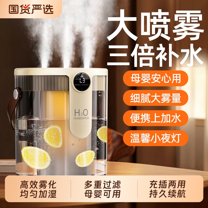 董字晖推荐】三喷加湿器卧室家用静音2025新款小型孕妇婴儿空气净化器办公室桌面迷你补水保湿神器送女生礼物