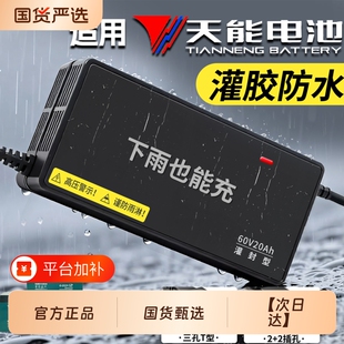 适配天能电池电动车充电器防水电瓶48V12AH60V20安72铅酸石墨烯
