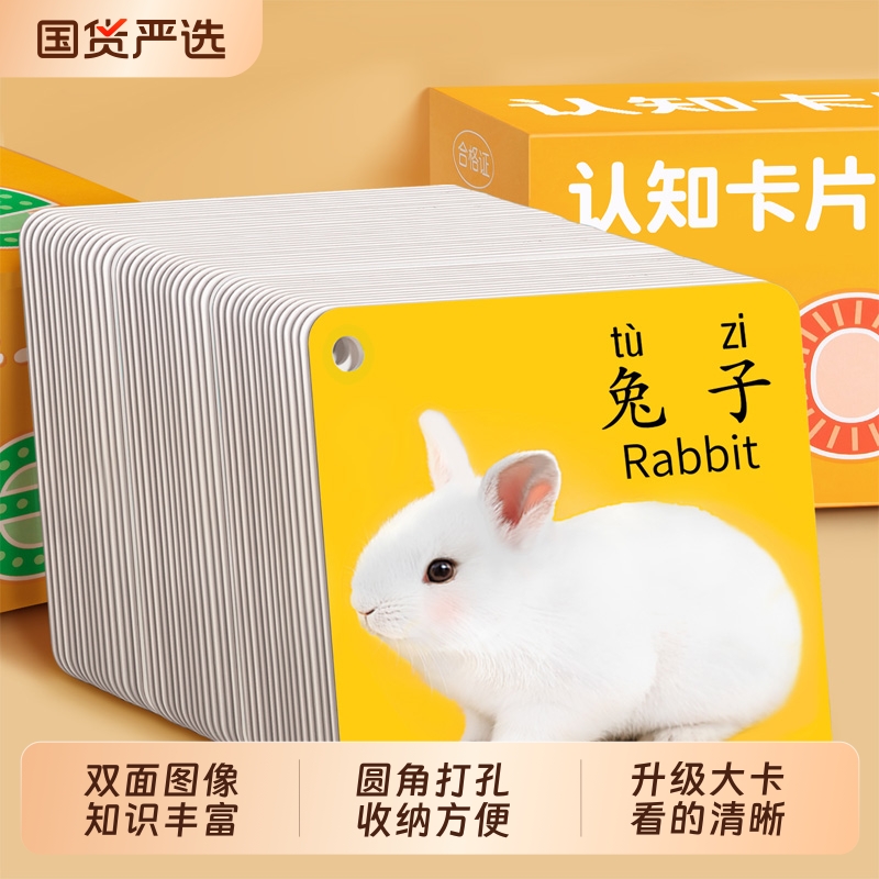 动物卡片早教认知启蒙书儿童识字宝宝看图识物图幼儿数字益智玩具