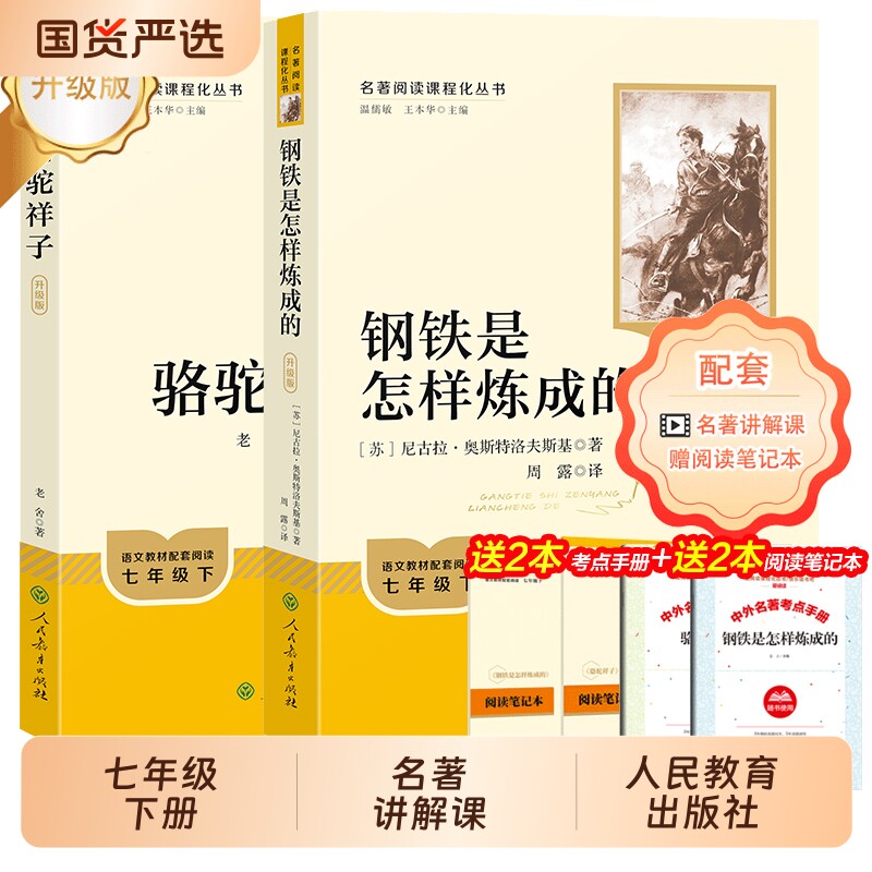 骆驼祥子钢铁是怎样练成的海底两万里原著2册人教版七年级下册必读课外书名著初一初中生阅读书籍语文配套教材人民教育出版社小说