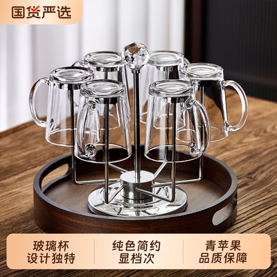 青苹果玻璃杯套装茶杯待客水杯家用杯高硼硅食品级水壶轻奢客人