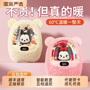 圣诞迪士尼草莓熊暖手宝2025新款 自发热暖宝宝女生礼物迷你可爱学生儿童热水袋暖神器冬天充电 二合一手握式
