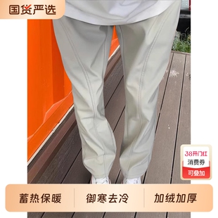 美式裤子男款秋冬加绒斜切冲锋裤软壳防水风直筒运动裤黑色御寒