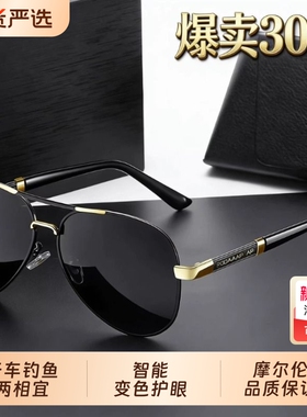 飞行员太阳镜墨镜男士开车钓鱼专用眼镜变色2025新款偏光驾驶感光