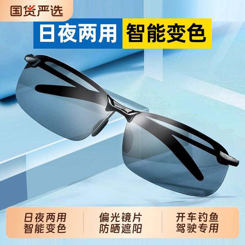 偏光夜视镜变色太阳镜男驾驶镜钓鱼墨镜日夜两用开车专用眼镜镜片