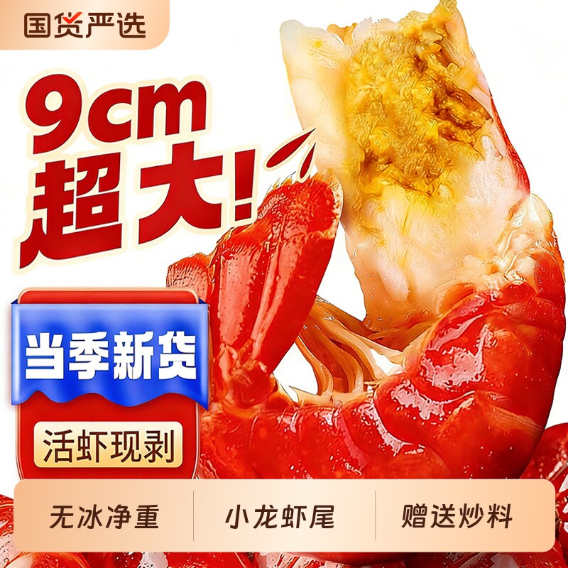 龙虾尾冷冻鲜活小龙虾无冰衣龙虾尾特级大号虾球鲜冻批发生鲜整箱
