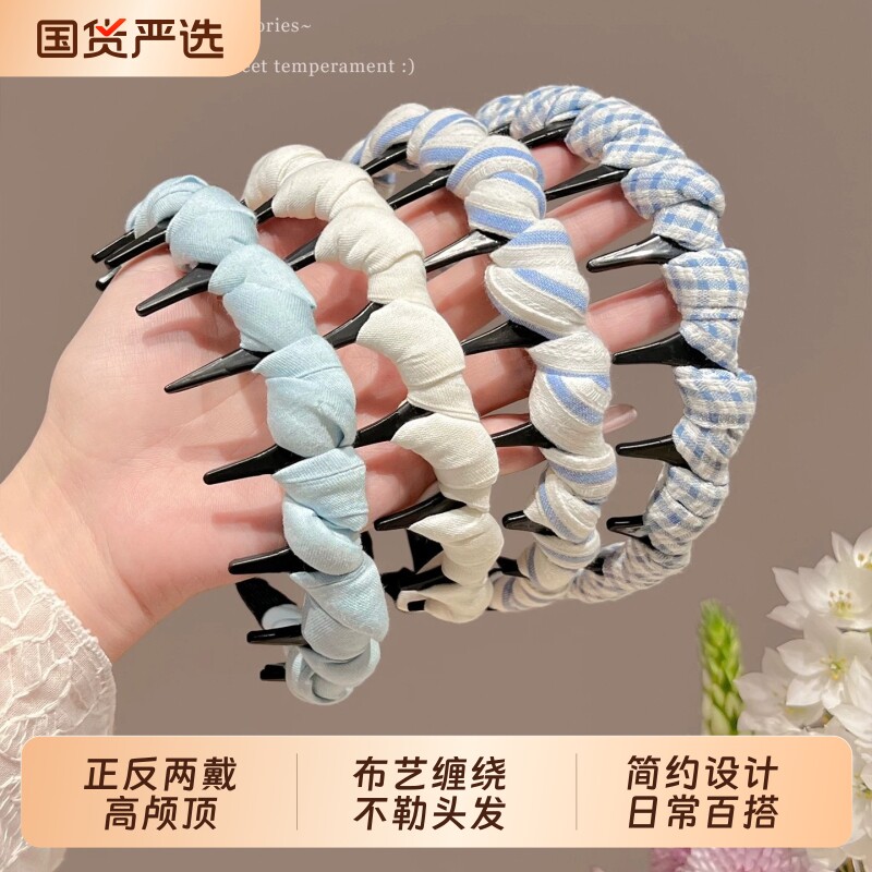 蓝色系带齿发箍蓬松不勒头图片