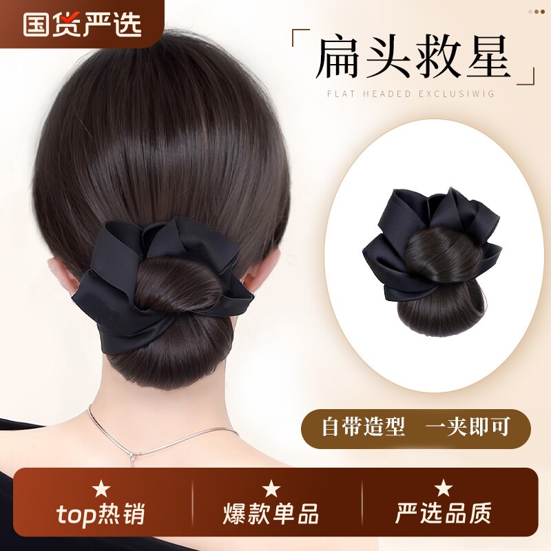 丸子头假发发圈女仿真发图片