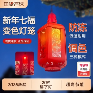2026新款春节彩灯大号新年七彩福字灯旋转过灯笼灯泡过年氛围节日