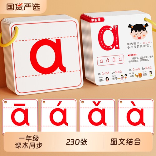 同步一年级拼音卡片声母韵母拼读