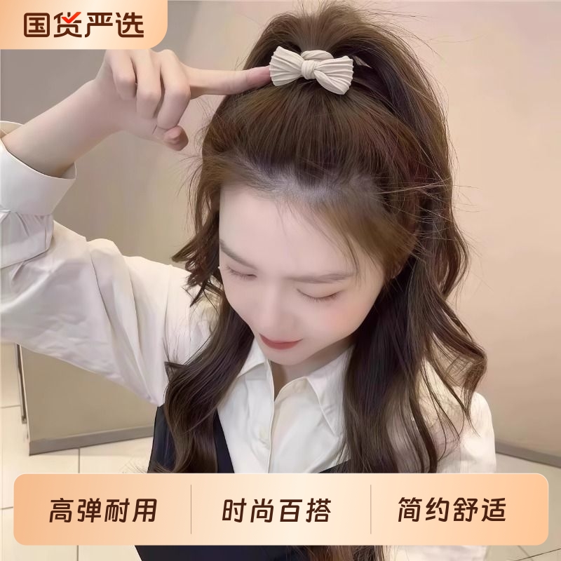 黑蝴蝶结橡皮筋生扎头高马尾头绳网红爆款新款发圈多巴胺发绳头饰