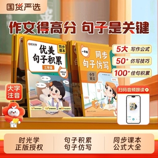 强化 大全课本同步一二三年级小学生好词好句好段修辞手法作文素材优美句段篇写作技巧训练句式 时光学 优美句子积累与仿写公式