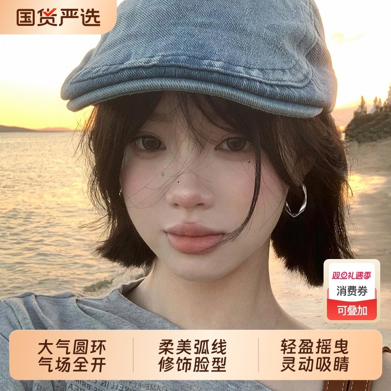 S925纯银针莫比乌斯素圈大圆圈耳环女许妍同款耳圈高级感爆款耳饰