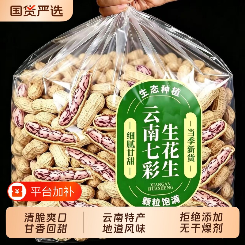 正宗云南七彩花生生花生带壳新鲜自然好货晒干坚果五彩新货健康