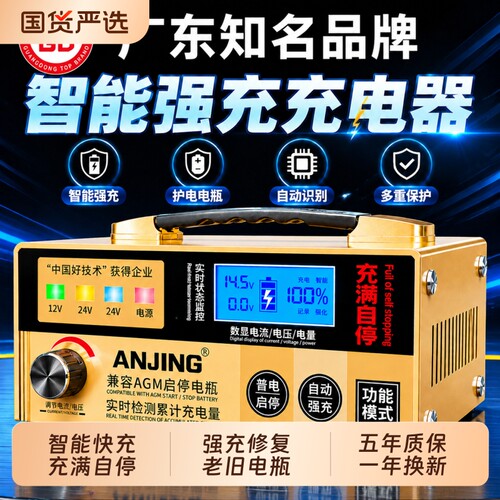 汽车电瓶充电器12v24智能识别