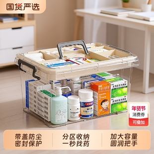 药箱小药箱收纳盒医药箱家用透明大容量宿舍专用便携式带盖长方形