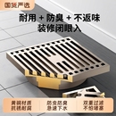 地漏全铜防臭奶油风拉丝洗衣机卫生间下水道长条浴室通用排水黄铜