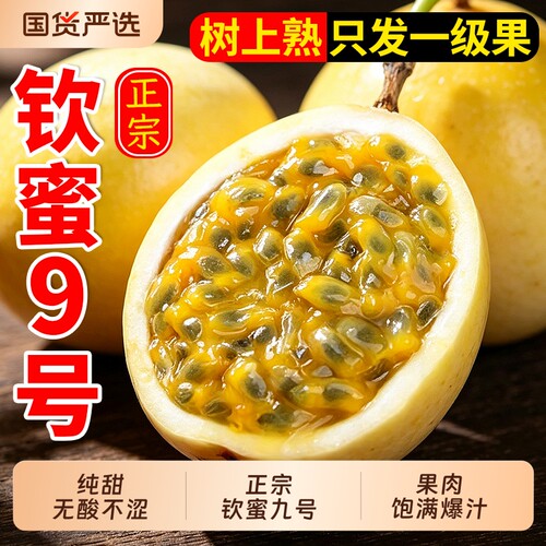 广西钦蜜9号黄金百香果当季新鲜大果黄晶果大原果浆1-5斤坏果紫皮