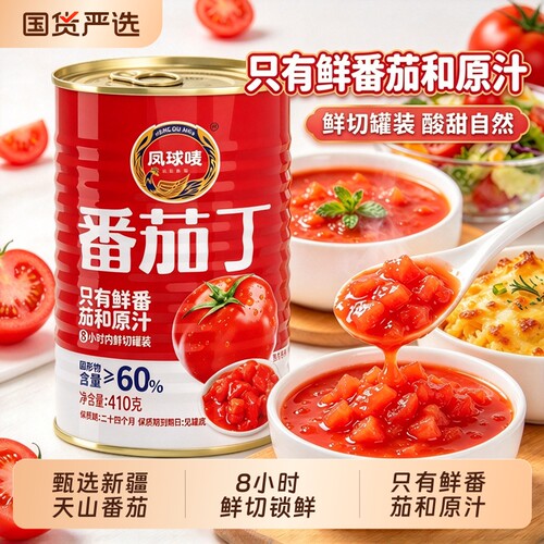 凤球唛新疆番茄丁400g去皮