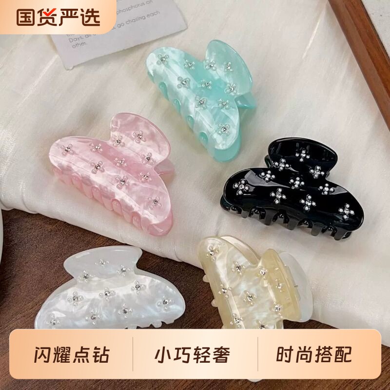 波点少女发夹好质感小巧精致抓夹发夹盘发发饰小闪钻冰淇淋色波点图片
