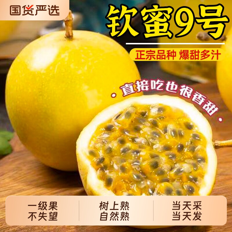 广西钦蜜9号黄金百香果新鲜水果5斤大果当季纯甜一级黄金果九号