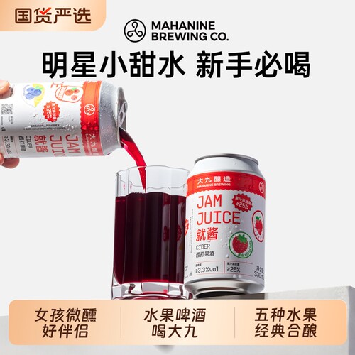 大九酿造就酱西打果酒国产精酿水果微醺鲜啤草莓啤酒330ml*2罐装