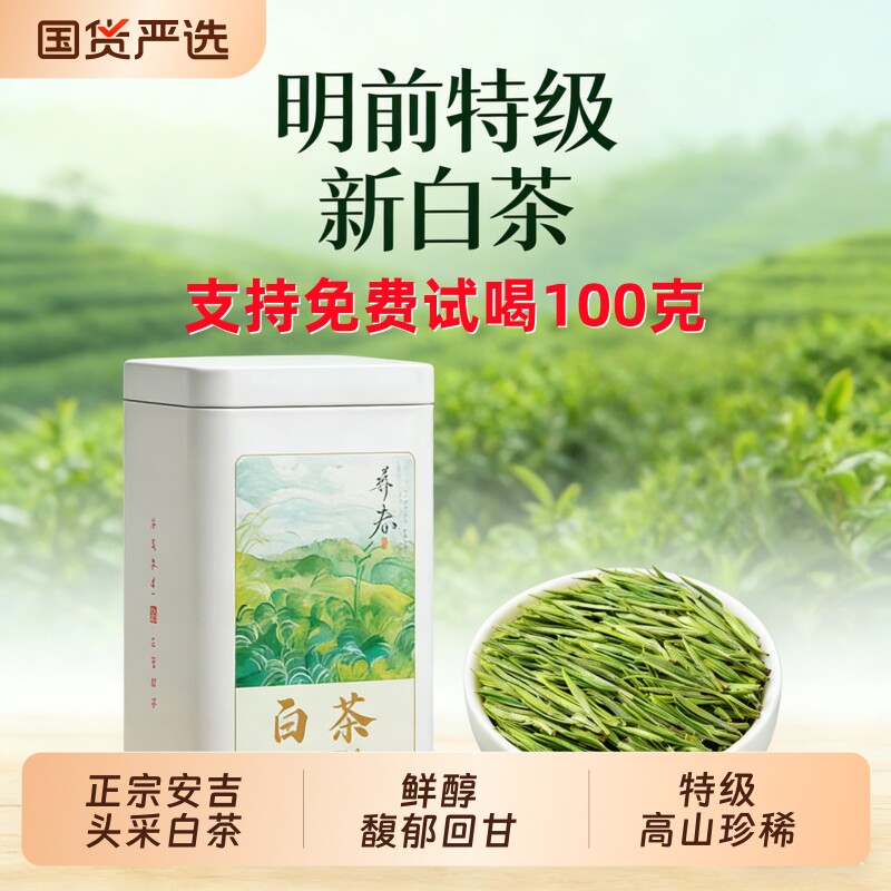 正宗白茶安吉高山特级2026年新茶礼盒装一级口粮绿茶雨前散装茶叶