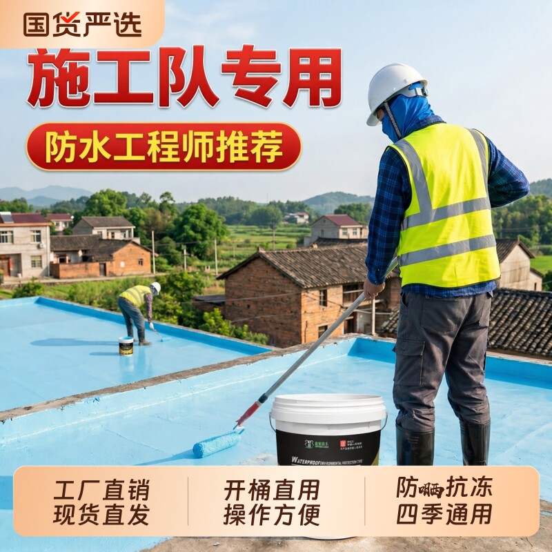 雷蛙屋顶防水涂料楼顶室外高弹补漏材料房顶裂缝漏水专用防漏胶