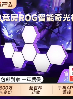 电竞房氛围灯智能RGB量子灯奇光板声控蜂窝壁灯夜灯拾音卧室灯光