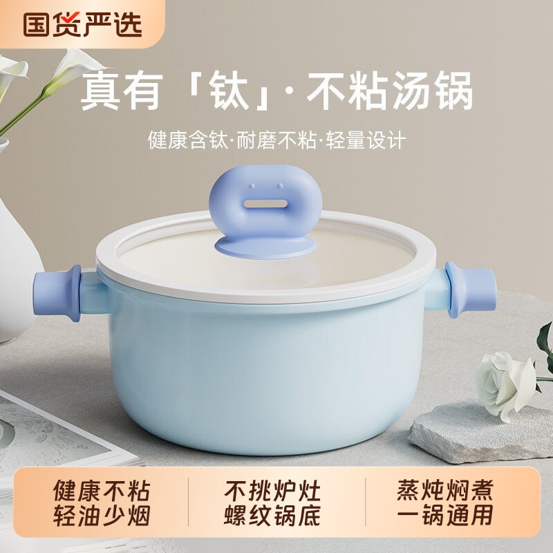 陶瓷汤锅家用双耳蒸煮蒸锅电磁炉煮锅炖锅加厚煲汤锅燃气不粘达人