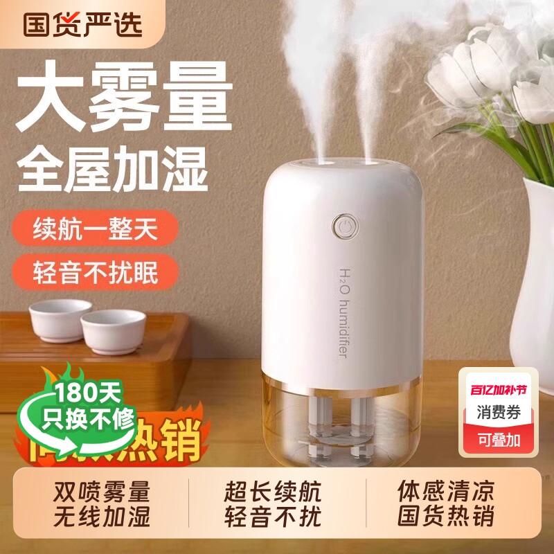 【2025年新款】加湿器家用小型静音卧室usb充电孕妇婴儿空气办公室桌面便携式宿舍学生床头迷你车载香薰喷雾