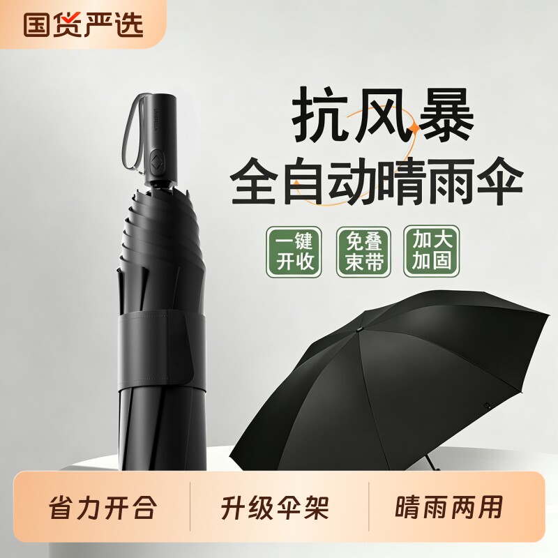 新款全自动折叠雨伞大号男士加固加厚结实抗风晴雨两用女太阳伞图片