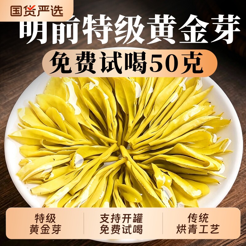 正宗黄金芽茶叶2026年新茶口粮安吉茶树白茶绿茶250g礼盒罐装