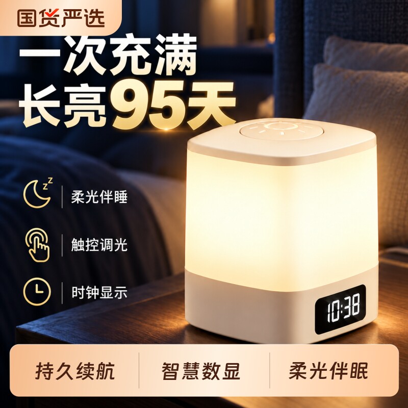 遥控小夜灯卧室睡眠灯高级感台灯2026新款充电床头灯婴儿喂奶护眼