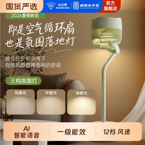 钻石牌空气循环扇AI智能直流变频2026新款轻音家用落地扇电风扇LR