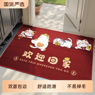 入户门地垫进门口红色2025新款防滑脚垫家用地毯绒面吸水高级耐脏
