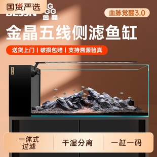 BESSN贝森血脉觉醒侧滤鱼缸客厅干湿分离金晶五线超白生态溪流缸