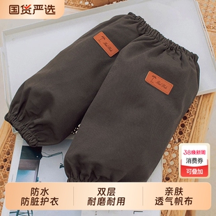 帆布套袖防水秋冬加大棉服厨房男女护袖头筒防油耐磨加宽黑色灰色