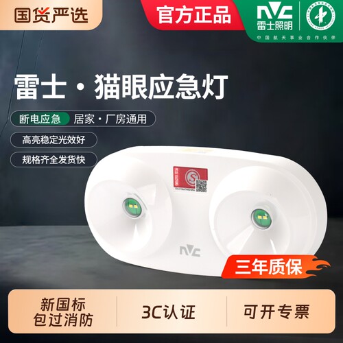 雷士照明led消防应急灯国标疏散指示猫眼双头照明灯应急防水安口
