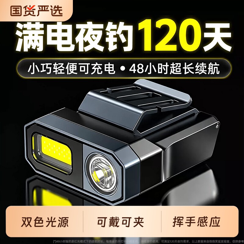 微笑鲨钓鱼头灯感应帽夹灯图片