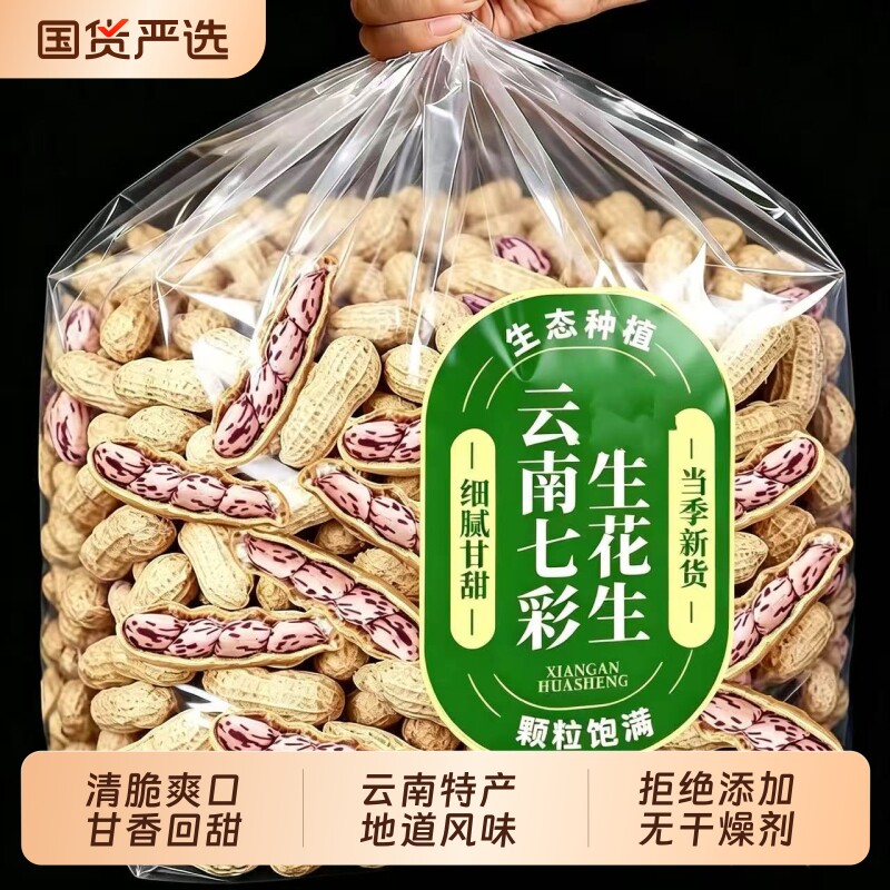 正宗云南七彩花生生花生好货带壳新鲜晒干坚果五彩批发新货健康
