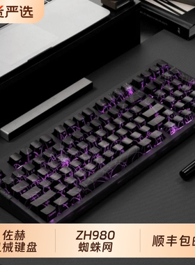 佐赫ZH980黑透蜘蛛网机械键盘电竞游戏有线蓝牙静音键盘无线茶轴