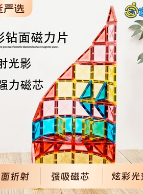 儿童彩窗磁力片磁吸积木宝宝城堡玩具强磁磁力贴小车强力百变益智