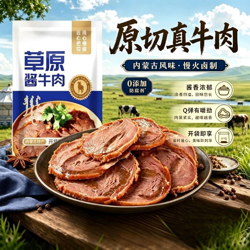 内蒙草原原切酱牛肉真空包装开袋即食下酒菜健身熟食解馋美味酱香