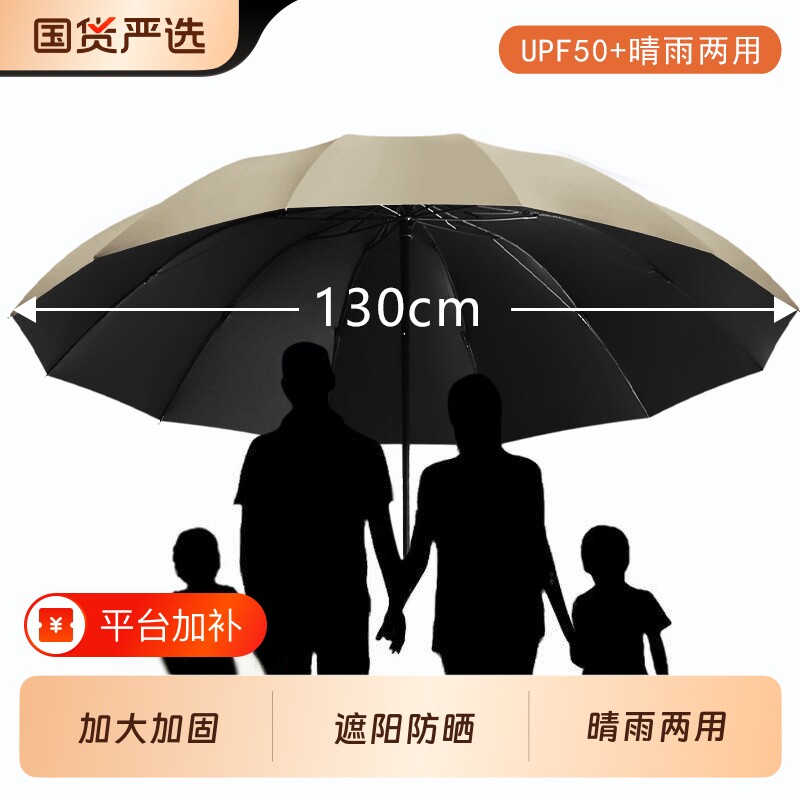 超大号雨伞加大加厚加固男士三人伞晴雨两用手动折叠遮阳伞女暴雨