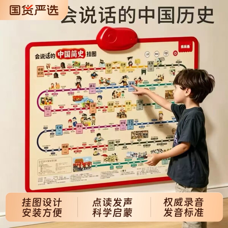 乐乐鱼中国地图儿童版会说话的世界早教有声挂图地理启蒙玩具墙贴